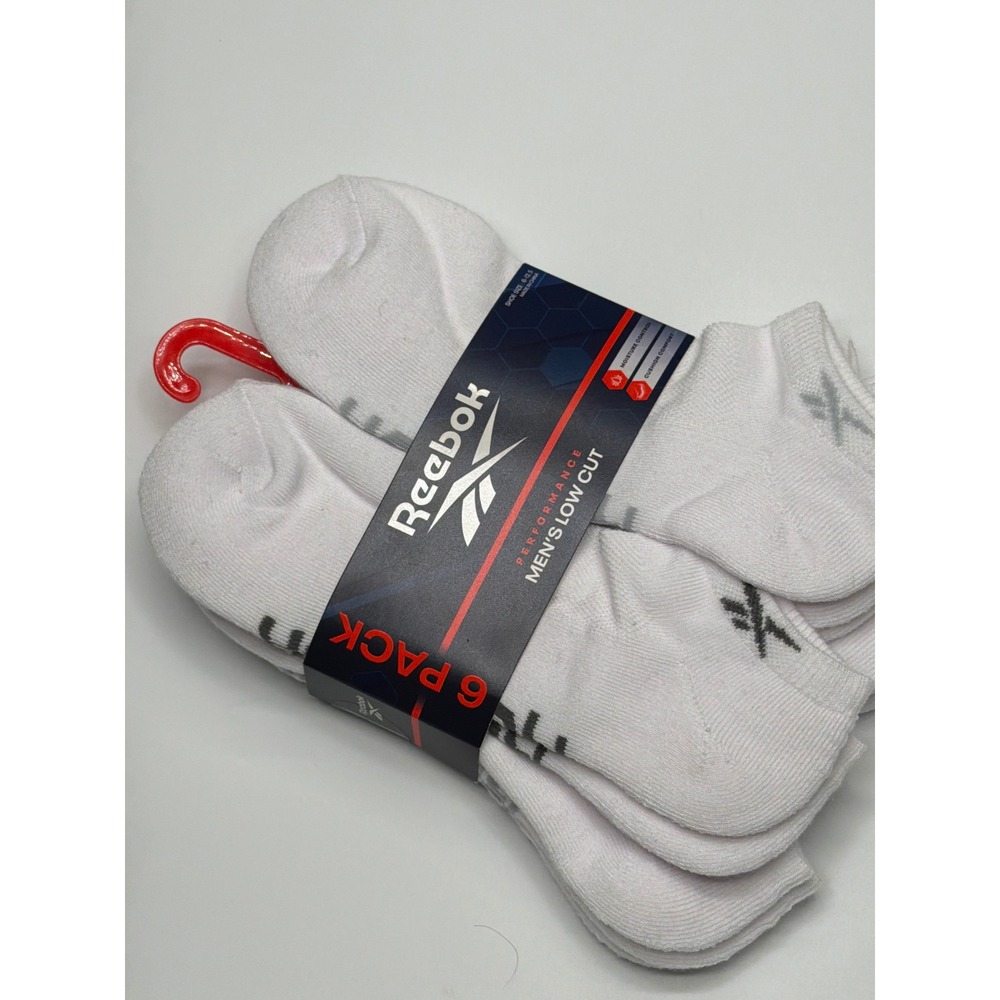 Reebok Performance Men's Low Cut Socks 6 Pack White Shoe Size 6-12.5 Athletic - Picture 4 of 4